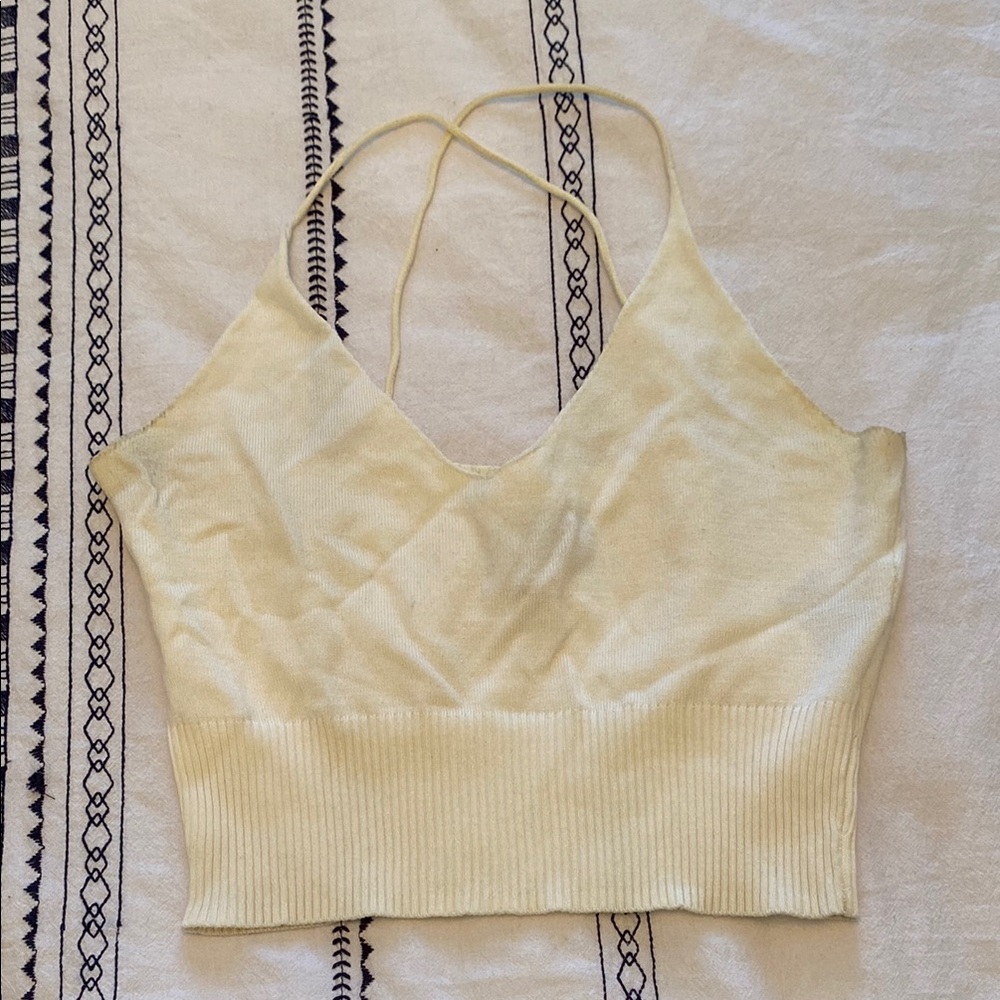 H&M Divided Cream Knit Top